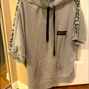Grey half sleeve hoodie-comfy and stylish